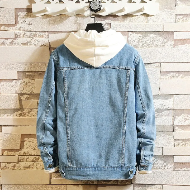 Men Blue Denim Jackets and Coats New Spring Autumn Outwear Casual Jean Jackets Men Cotton Solid Black Denim Coats Size