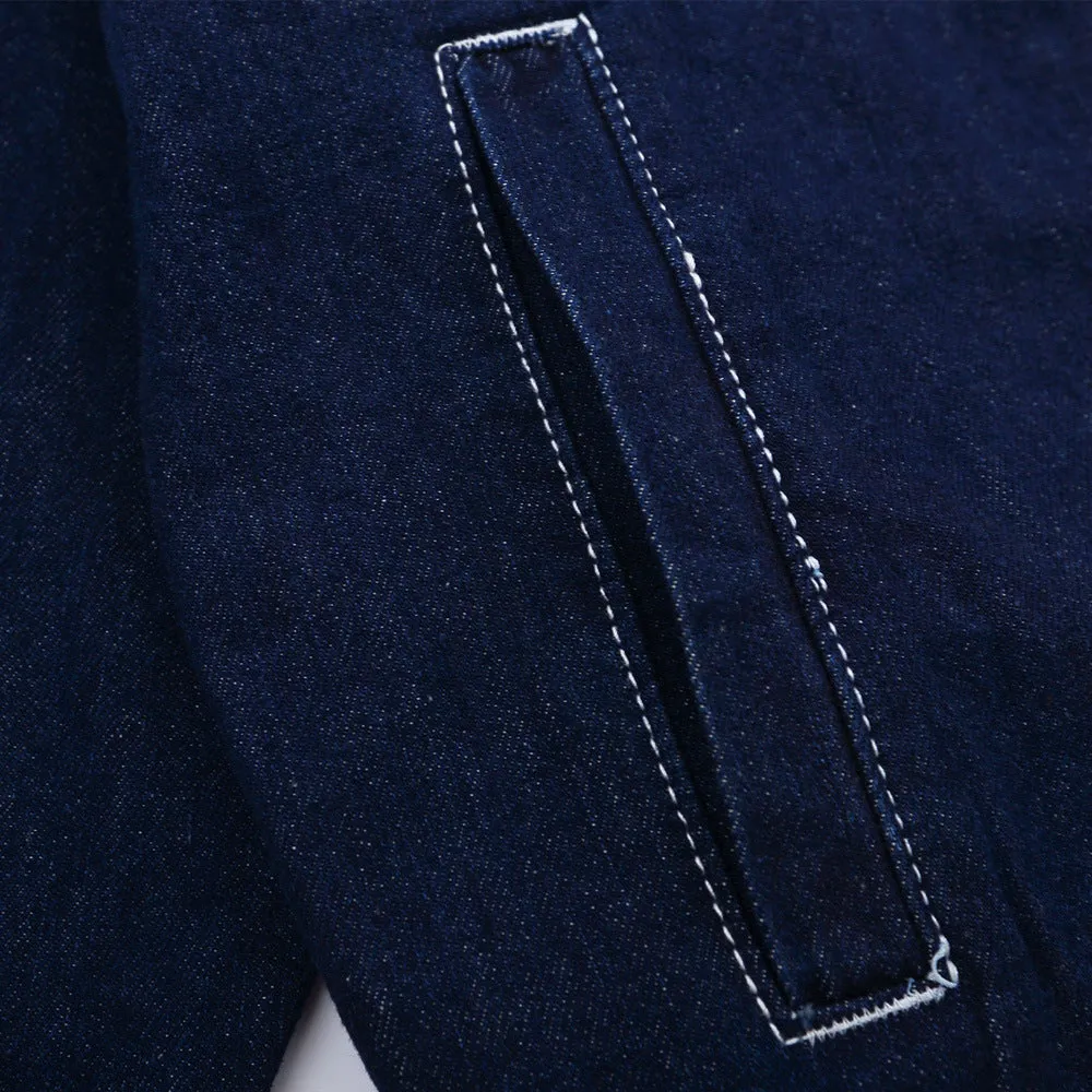 Men Denim Coat Jean Jackets Solid Color Denim Jacket Men Loose Lapels Shirt Style Jacket Denim Coat