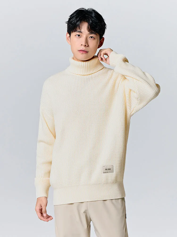 Men's cream turtleneck sweater