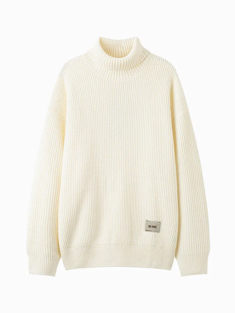 Men's cream turtleneck sweater
