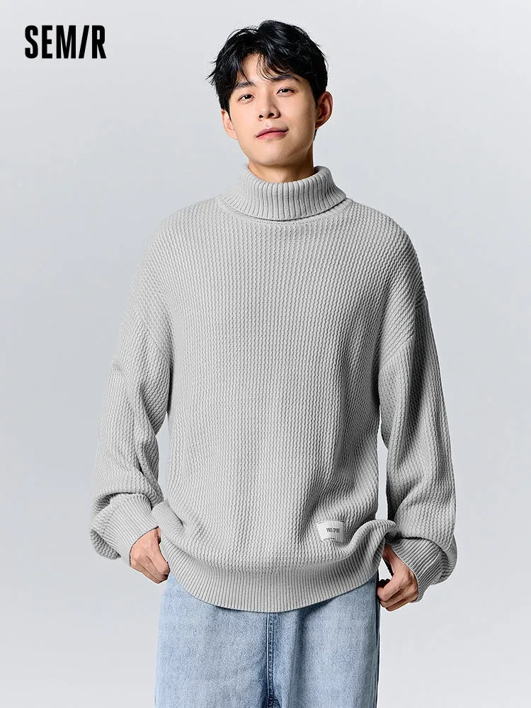 Men's cream turtleneck sweater