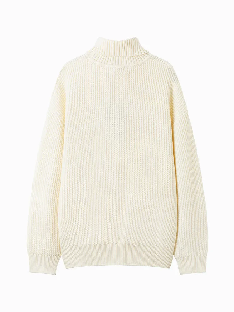 Men's cream turtleneck sweater