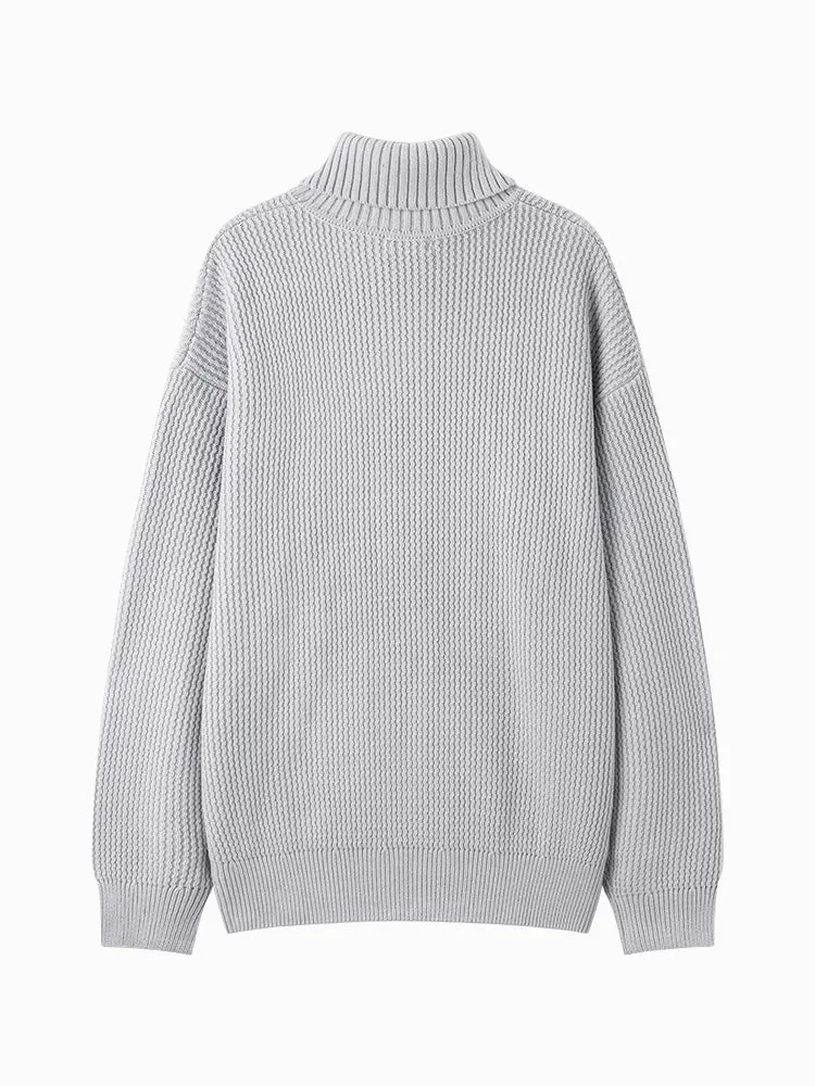 Men's cream turtleneck sweater