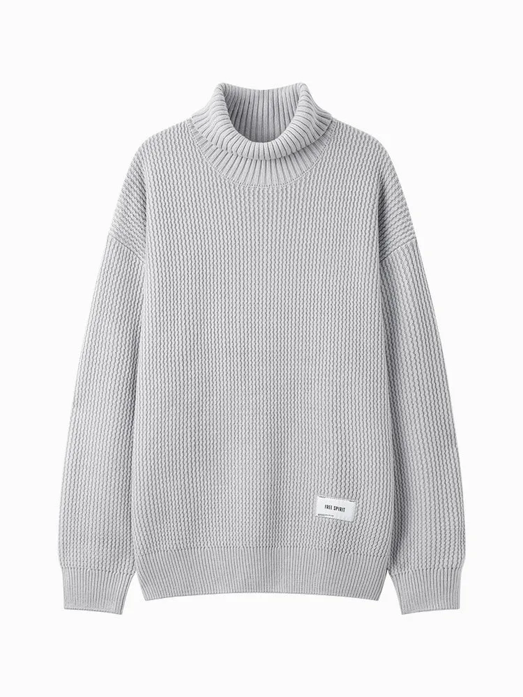 Men's cream turtleneck sweater