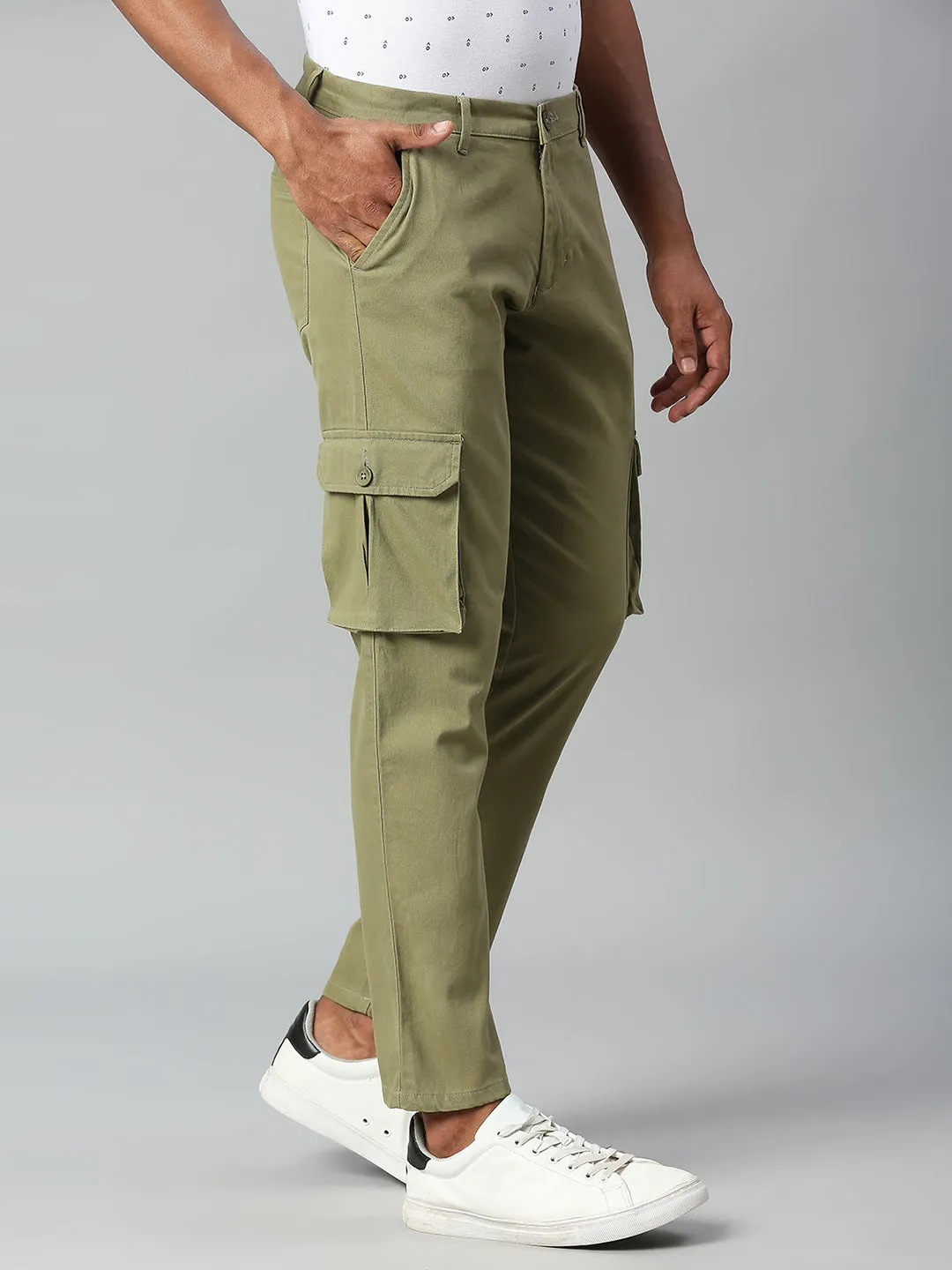 Men's Tapered Fit Cotton Cargo (Light Olive)