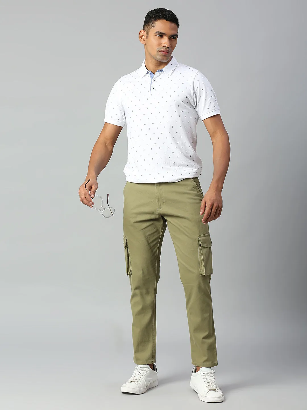 Men's Tapered Fit Cotton Cargo (Light Olive)