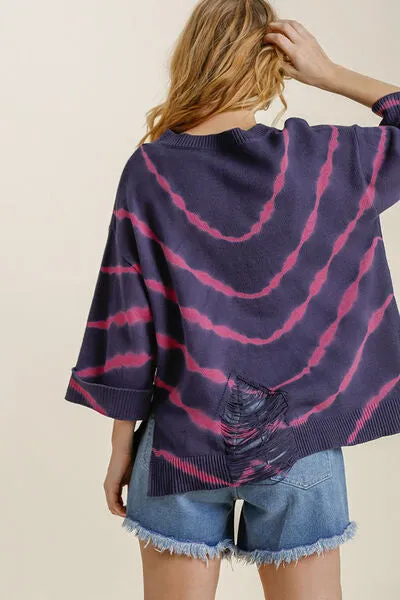 Midnight Tie-Dye Distressed Sweater