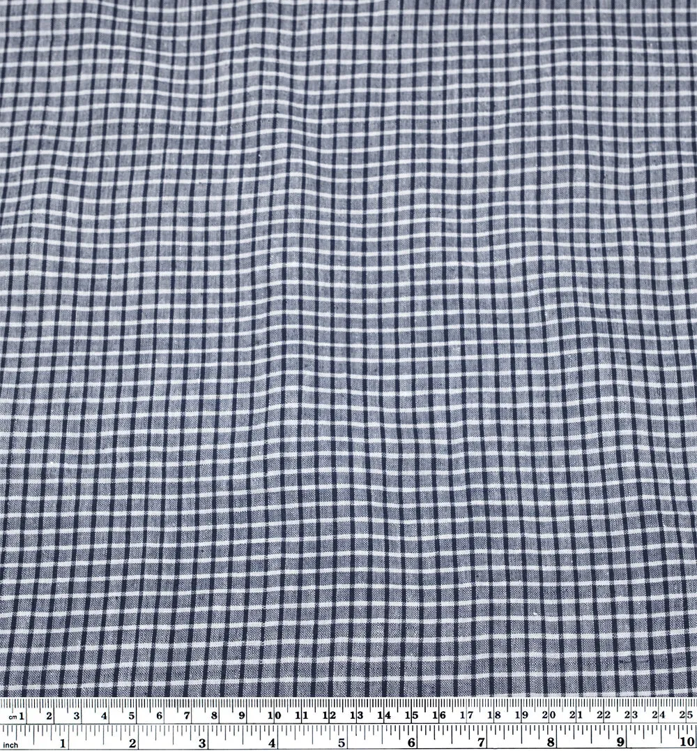Mini Plaid Lightweight Handwoven Cotton - Navy/White