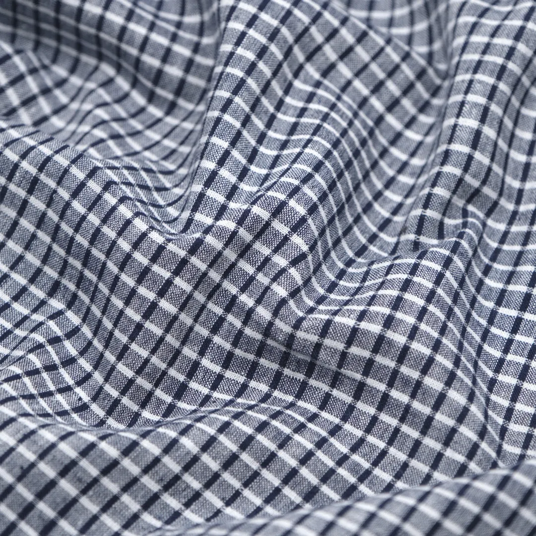 Mini Plaid Lightweight Handwoven Cotton - Navy/White