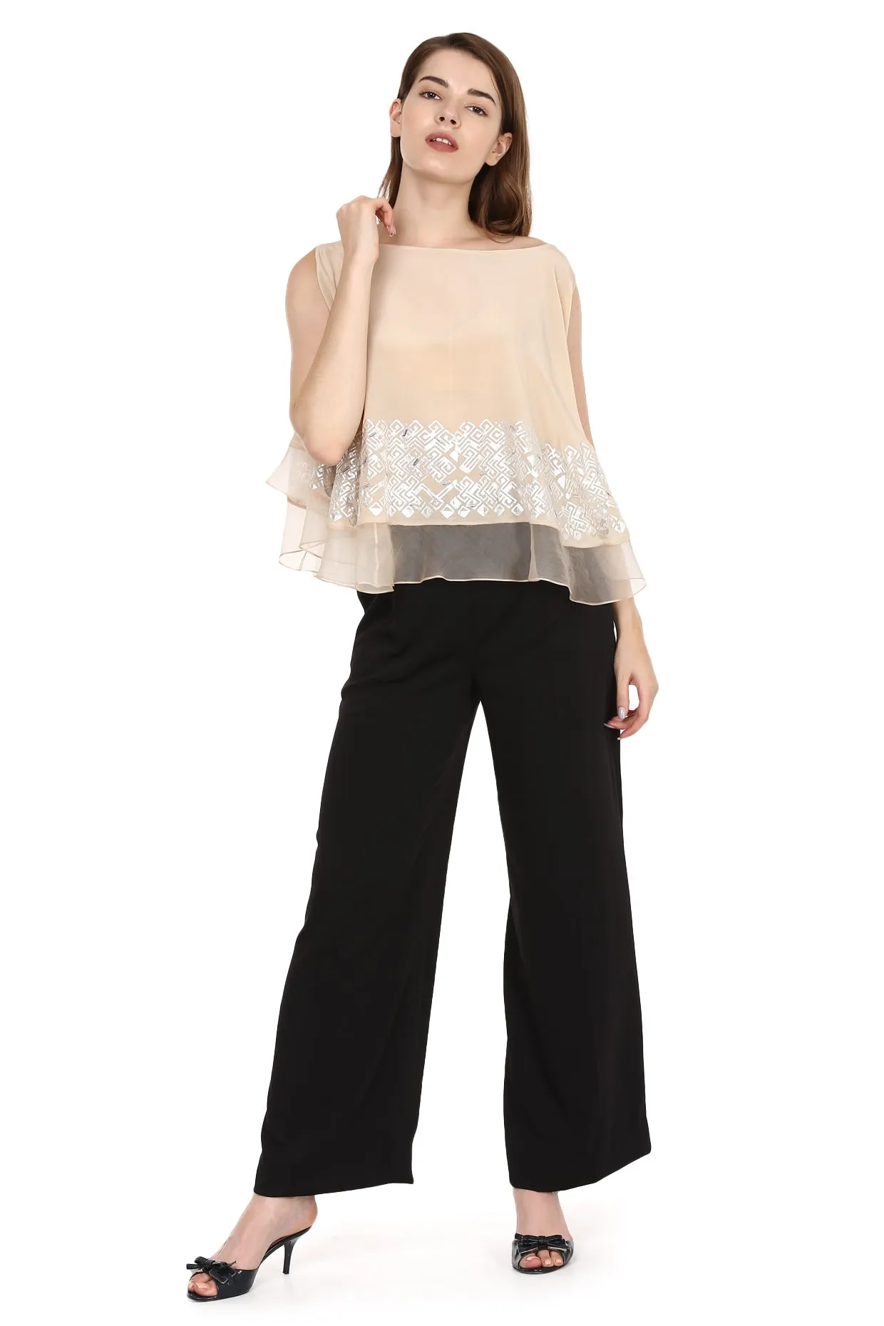 Nude Top With Silver Detailing