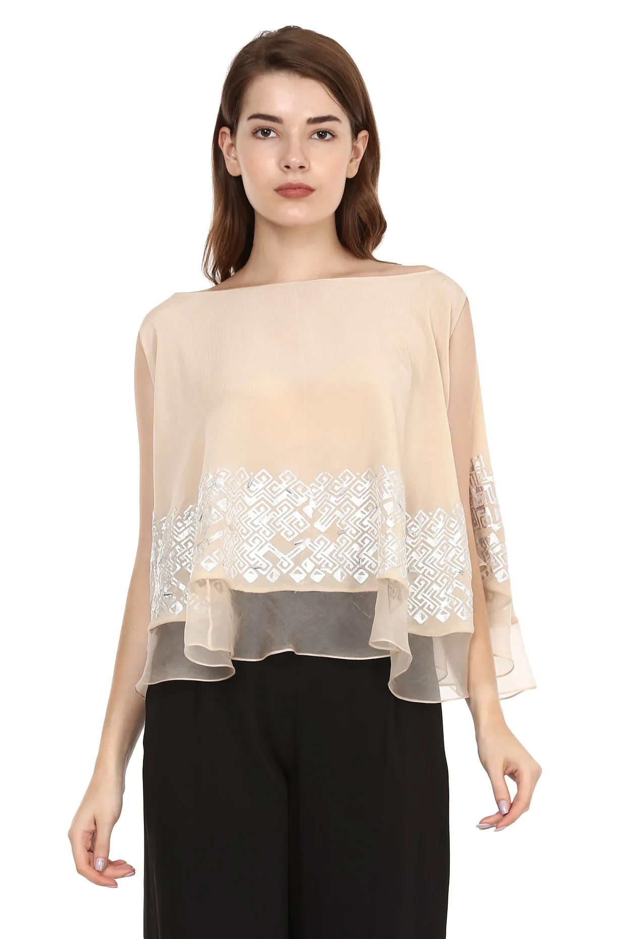 Nude Top With Silver Detailing