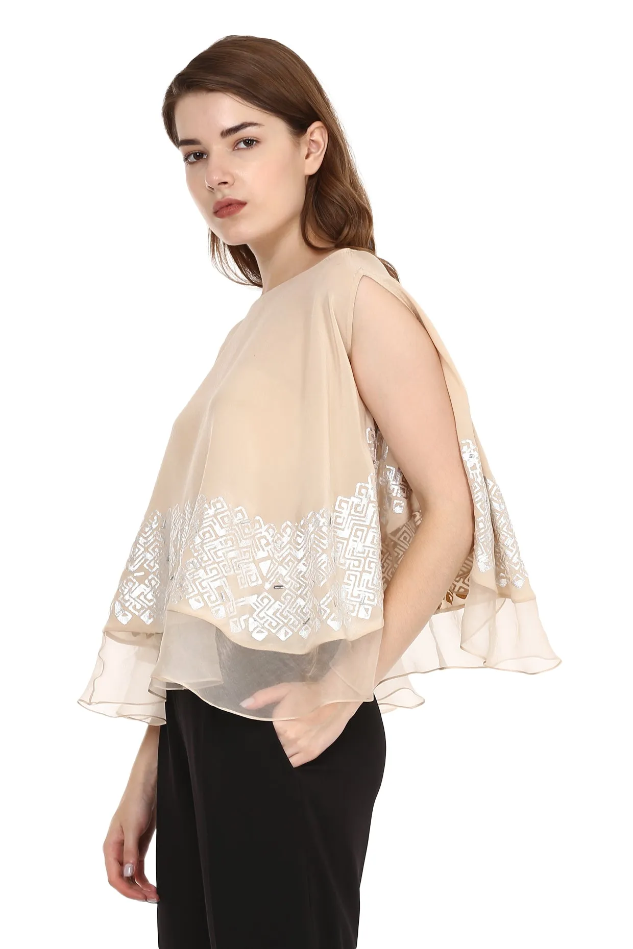 Nude Top With Silver Detailing