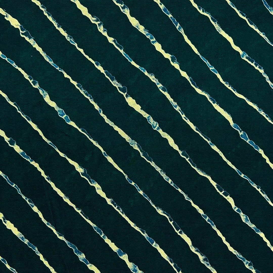 Peacock Blue Leheriya Printed Muslin Fabric