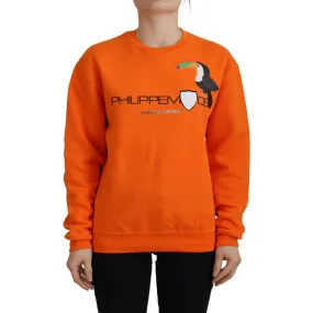 Philippe Model Chic Orange Printed Long Sleeve Pullover Sweater