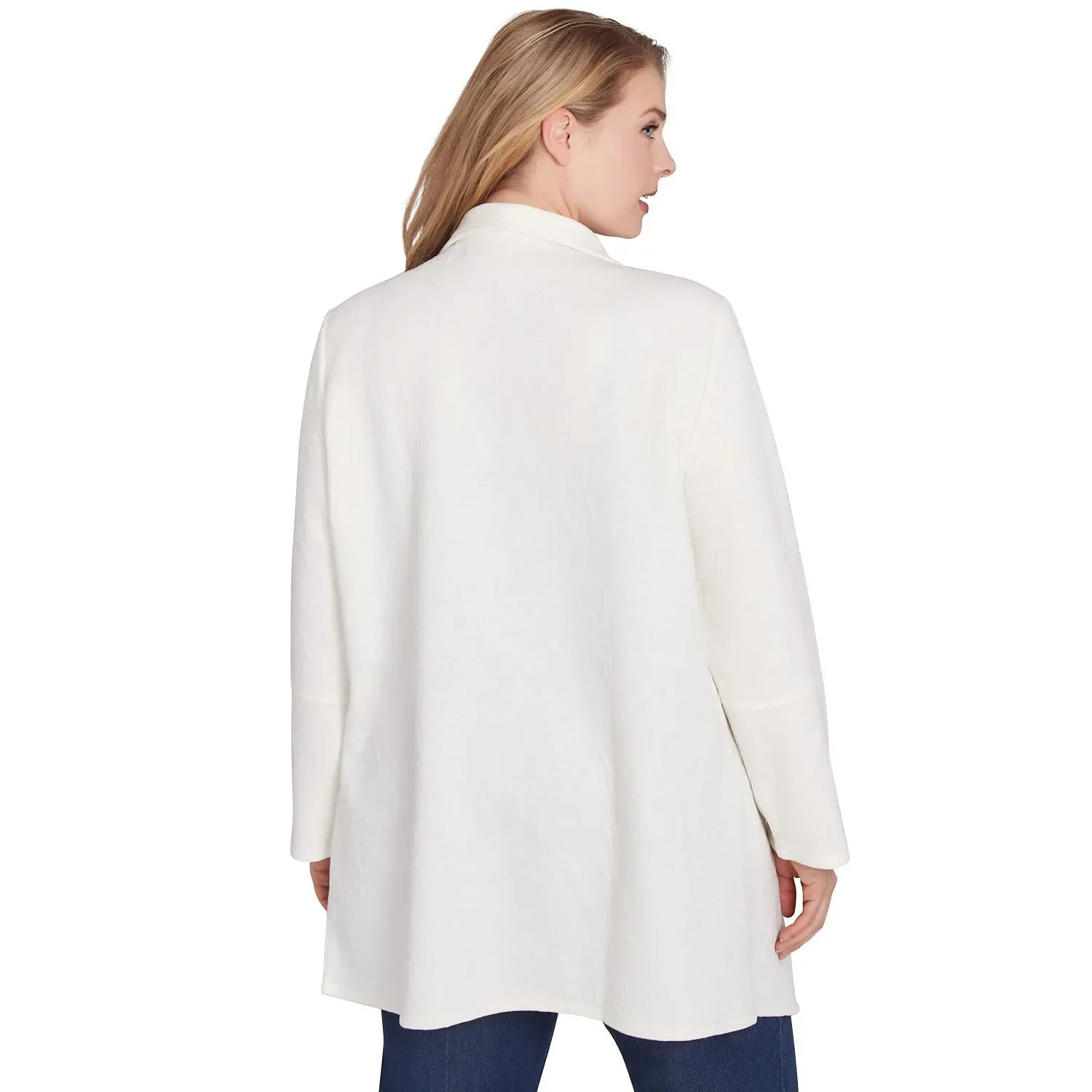 Plus Winter Scroll Quilted Knit Jacket Ivory - Ruby Rd