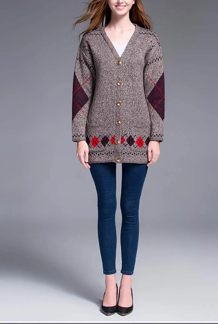 Printed Plus Size Cardigan Sweater