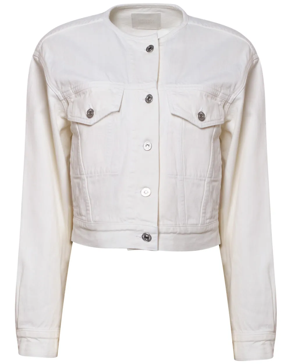Renata Collarless Denim Jacket in Pashmina