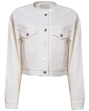 Renata Collarless Denim Jacket in Pashmina