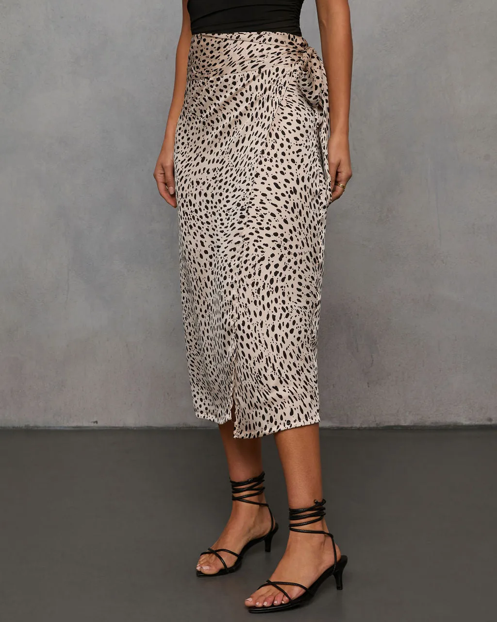 Savanna Printed Satin Midi Skirt
