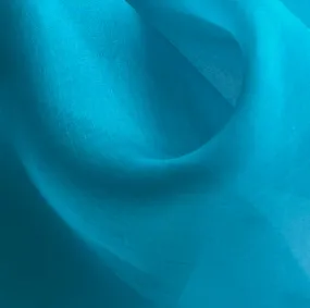 Semi-Sheer Persian Turquoise Silk Organza (Made in Italy)