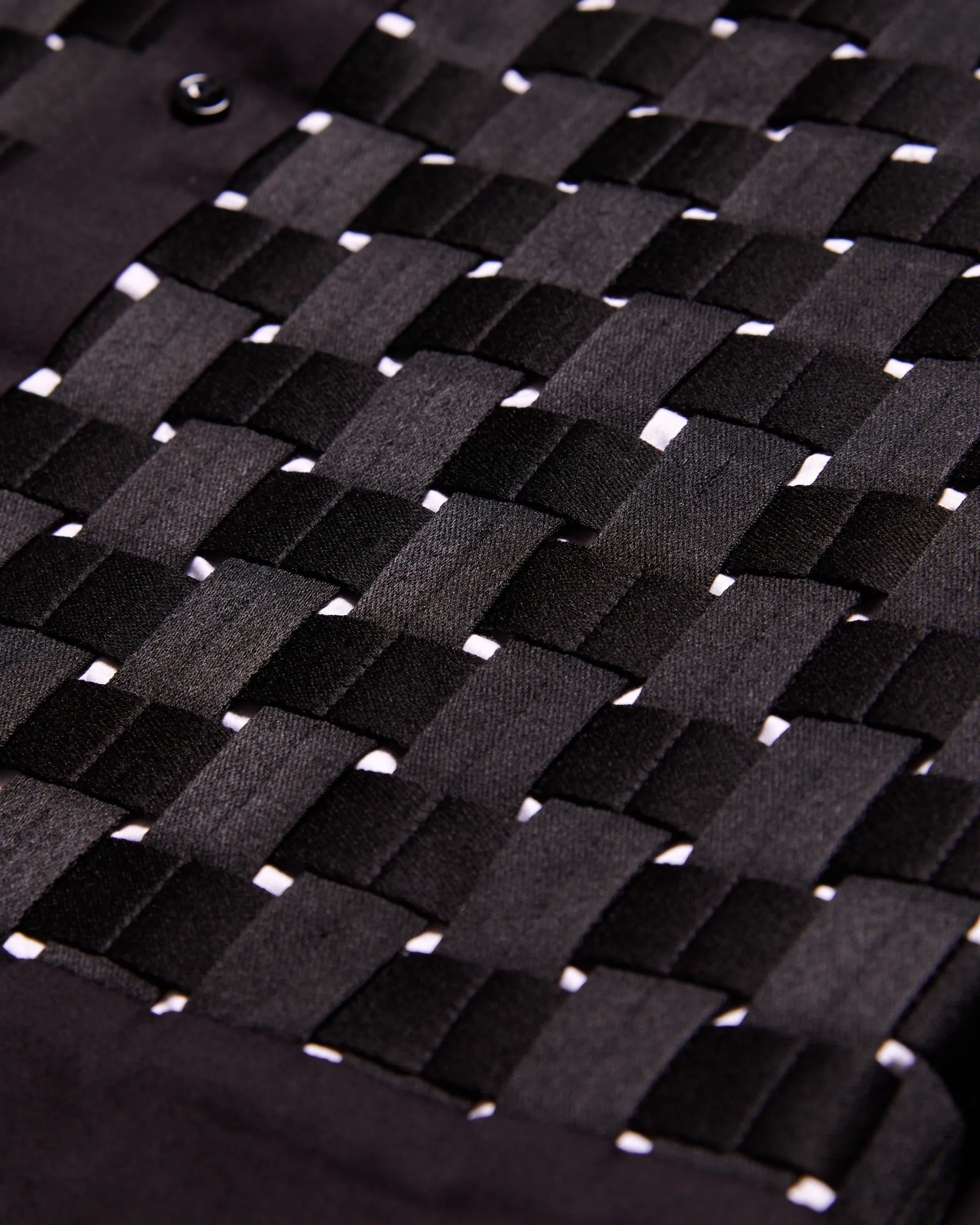 Severine Men's Black Woven Panel Artisan Edition Dress Shirt