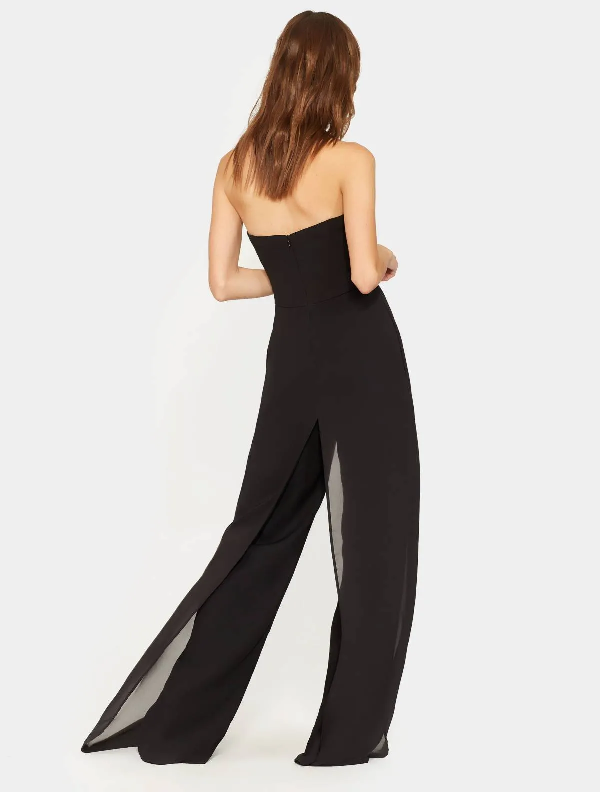 STRAPLESS JUMPSUIT W/ FLOWY PANTS