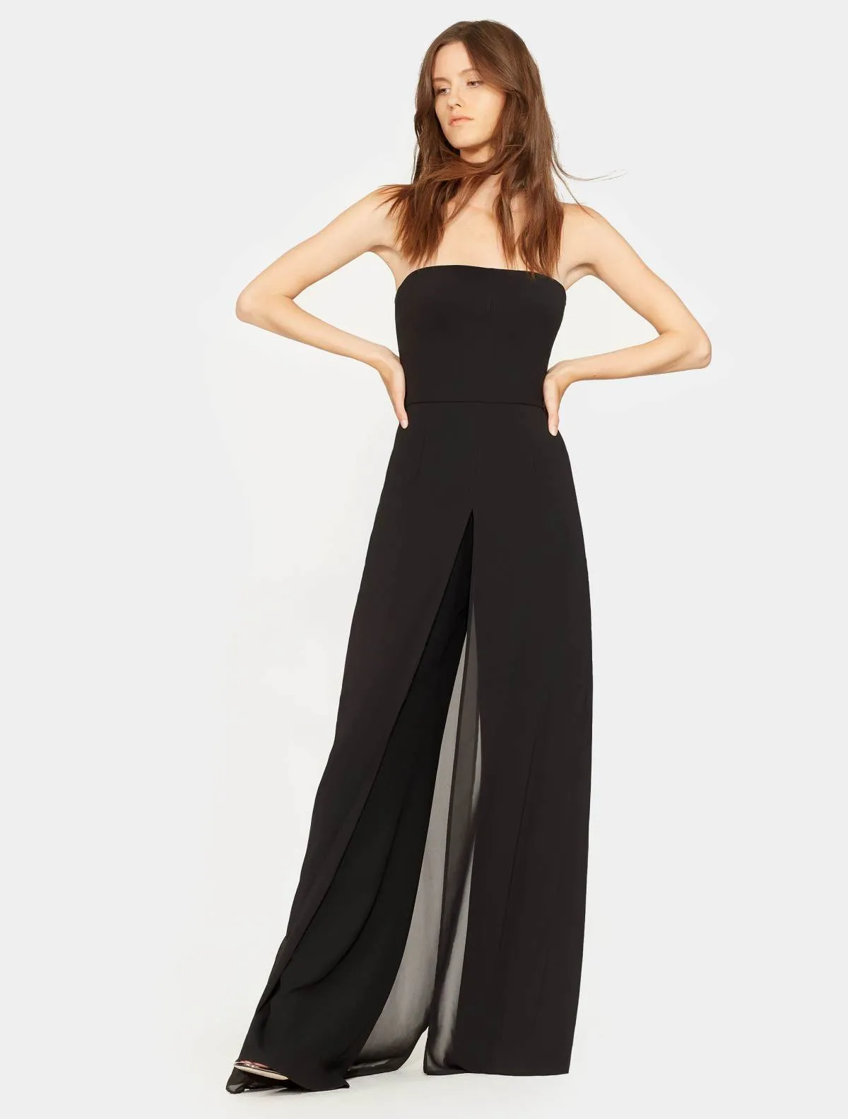 STRAPLESS JUMPSUIT W/ FLOWY PANTS