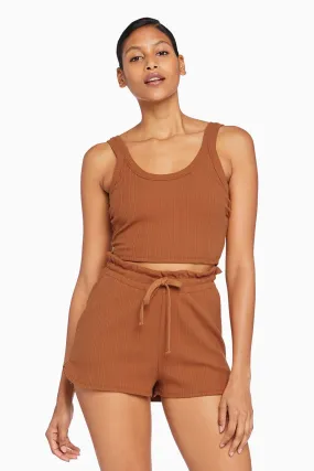 Thalia Organic Rib Shorts - Chai Organic Rib