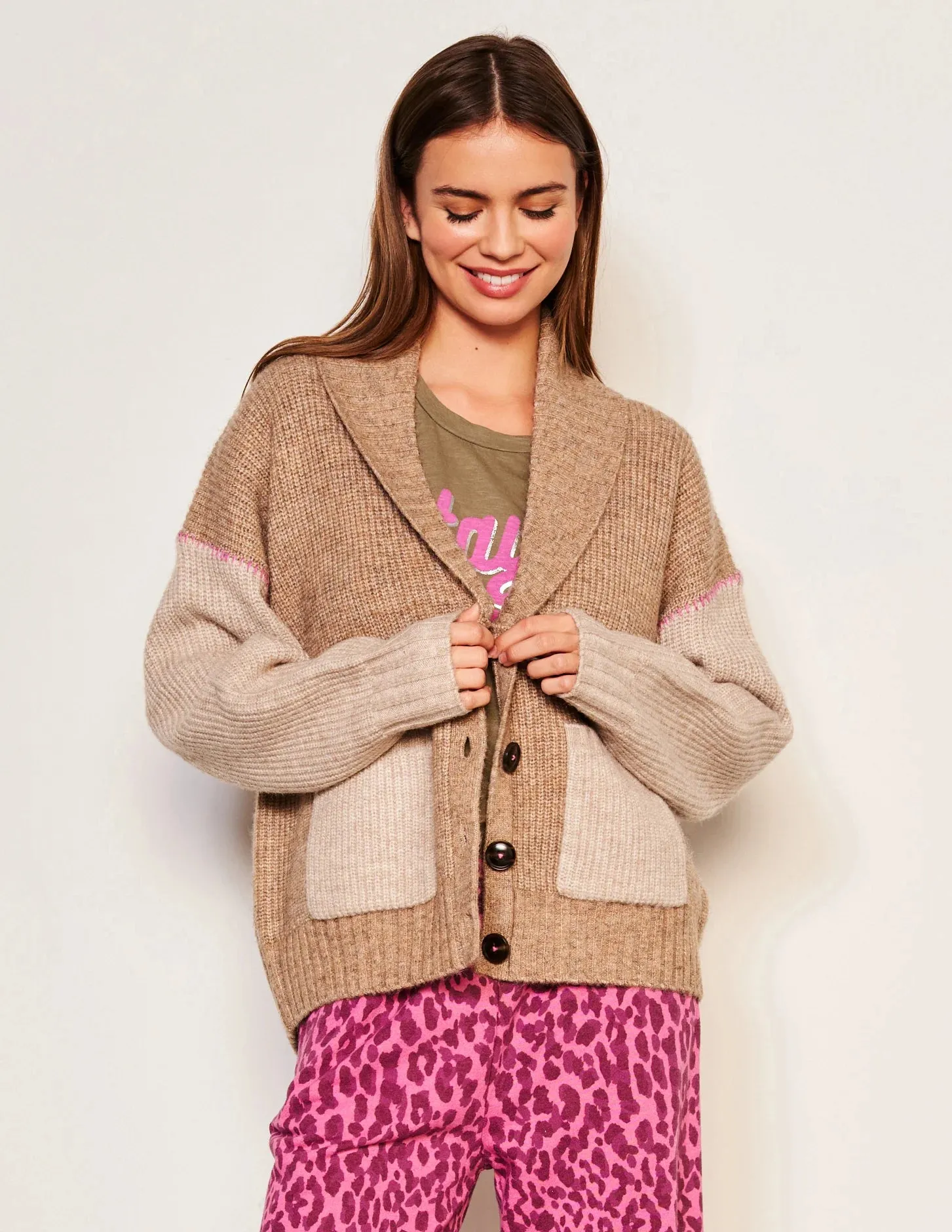 The Shawl Collar Cardi Taupe