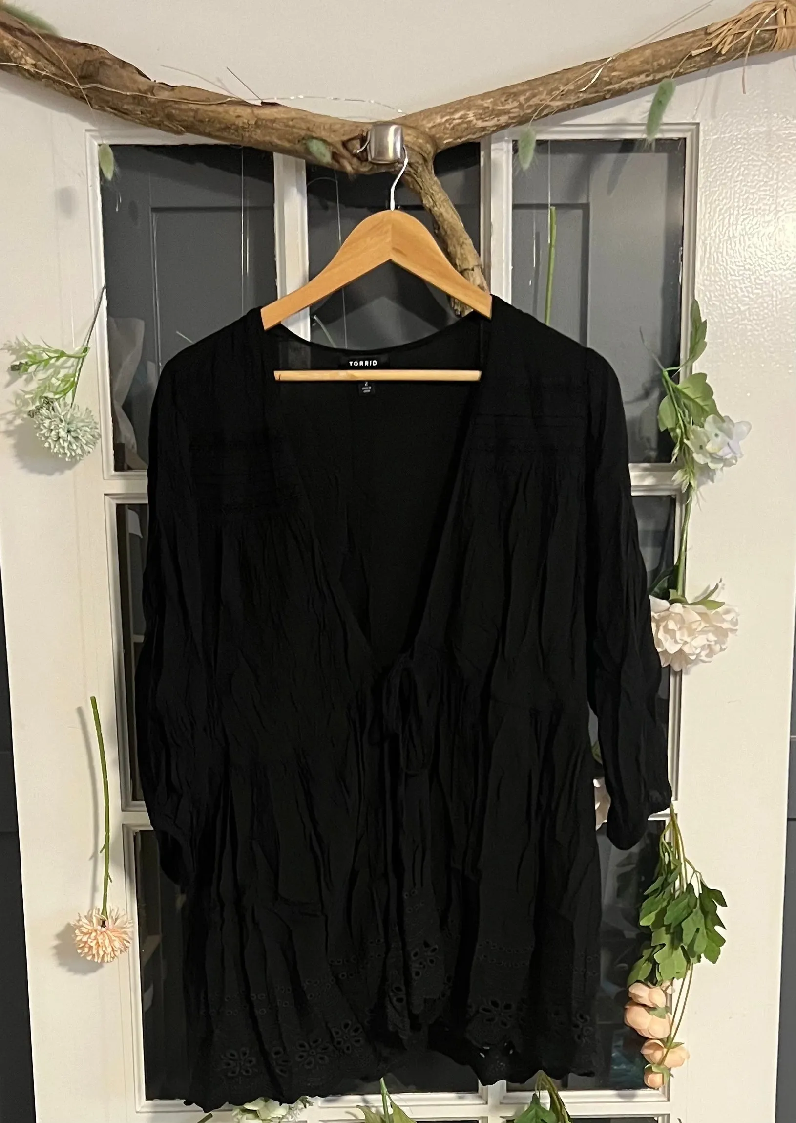 Torrid Black Front-Tie Cardigan 2X