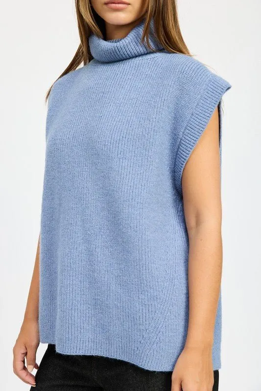 Turtleneck Sleeveless Knit Sweater