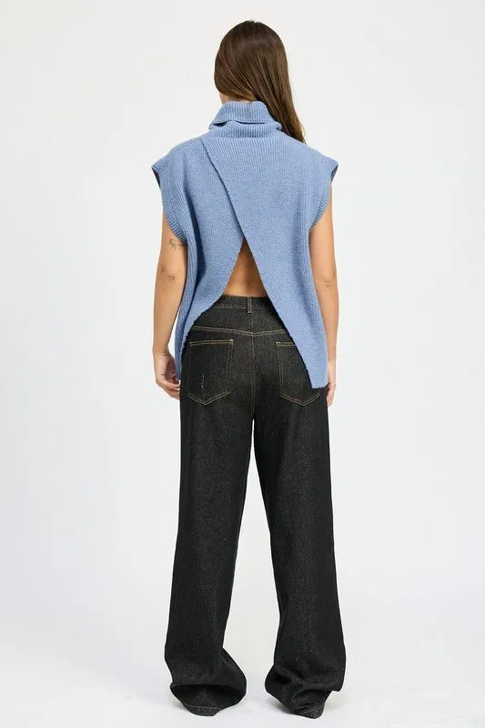 Turtleneck Sleeveless Knit Sweater