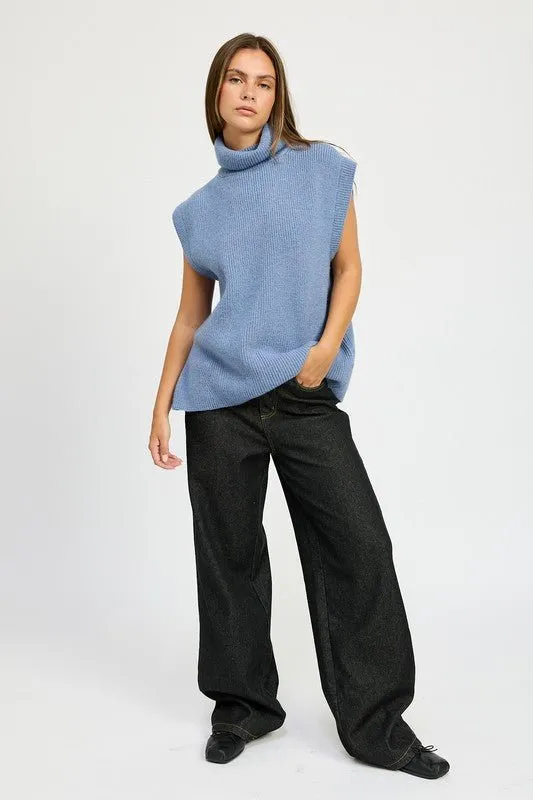 Turtleneck Sleeveless Knit Sweater