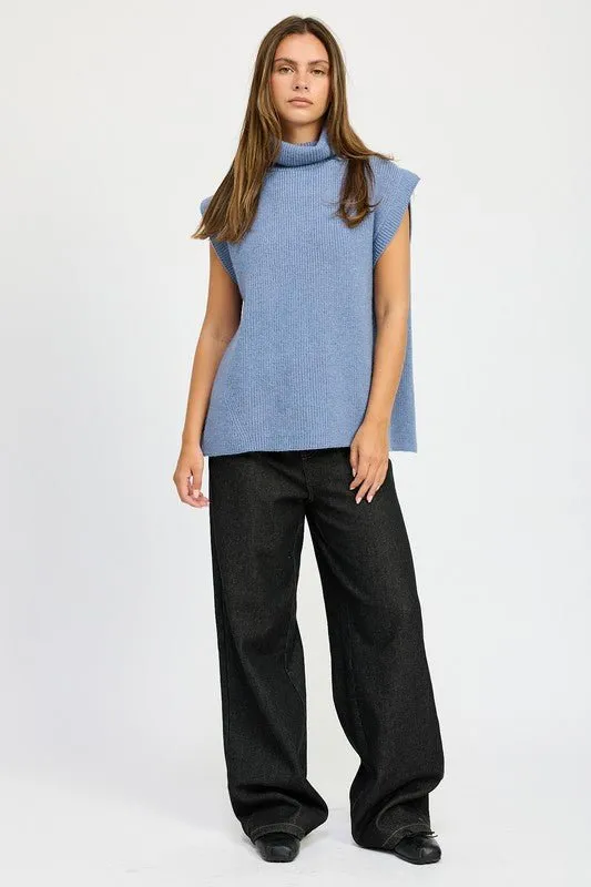 Turtleneck Sleeveless Knit Sweater