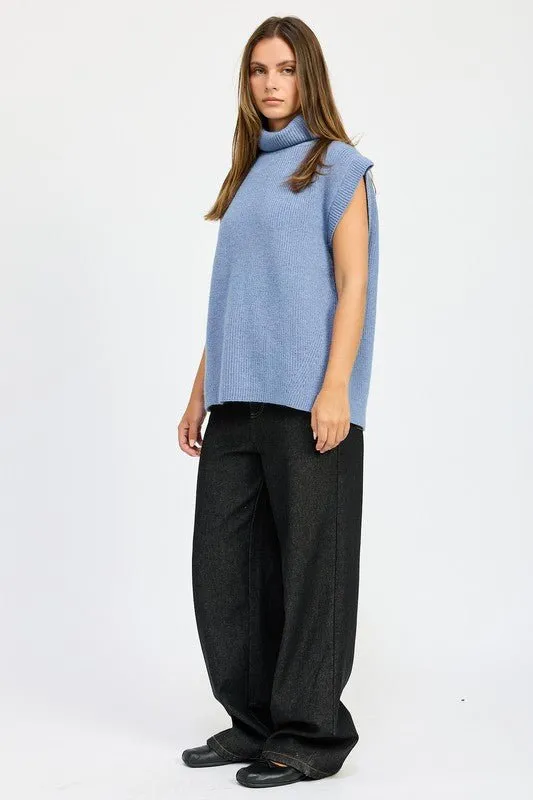 Turtleneck Sleeveless Knit Sweater