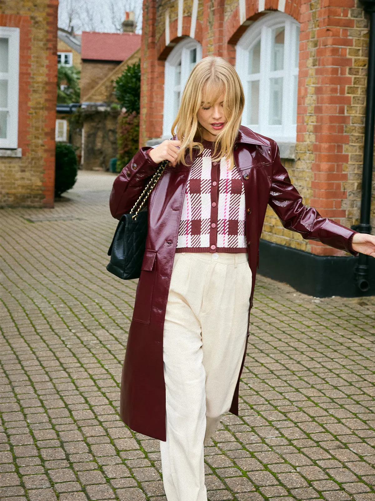 Ulla Pink Check Cardigan