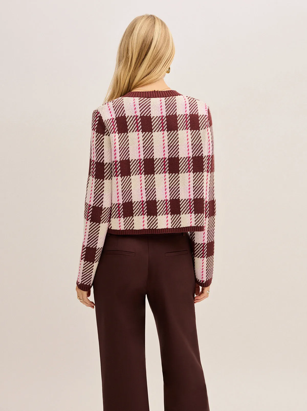 Ulla Pink Check Cardigan