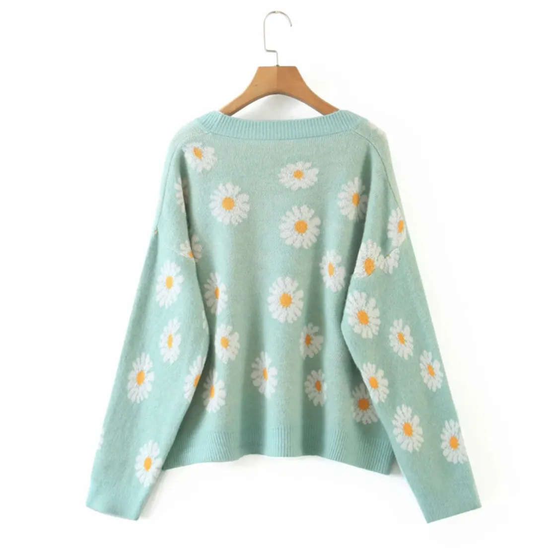 V-Neck Floral Print Cardigan Sweater