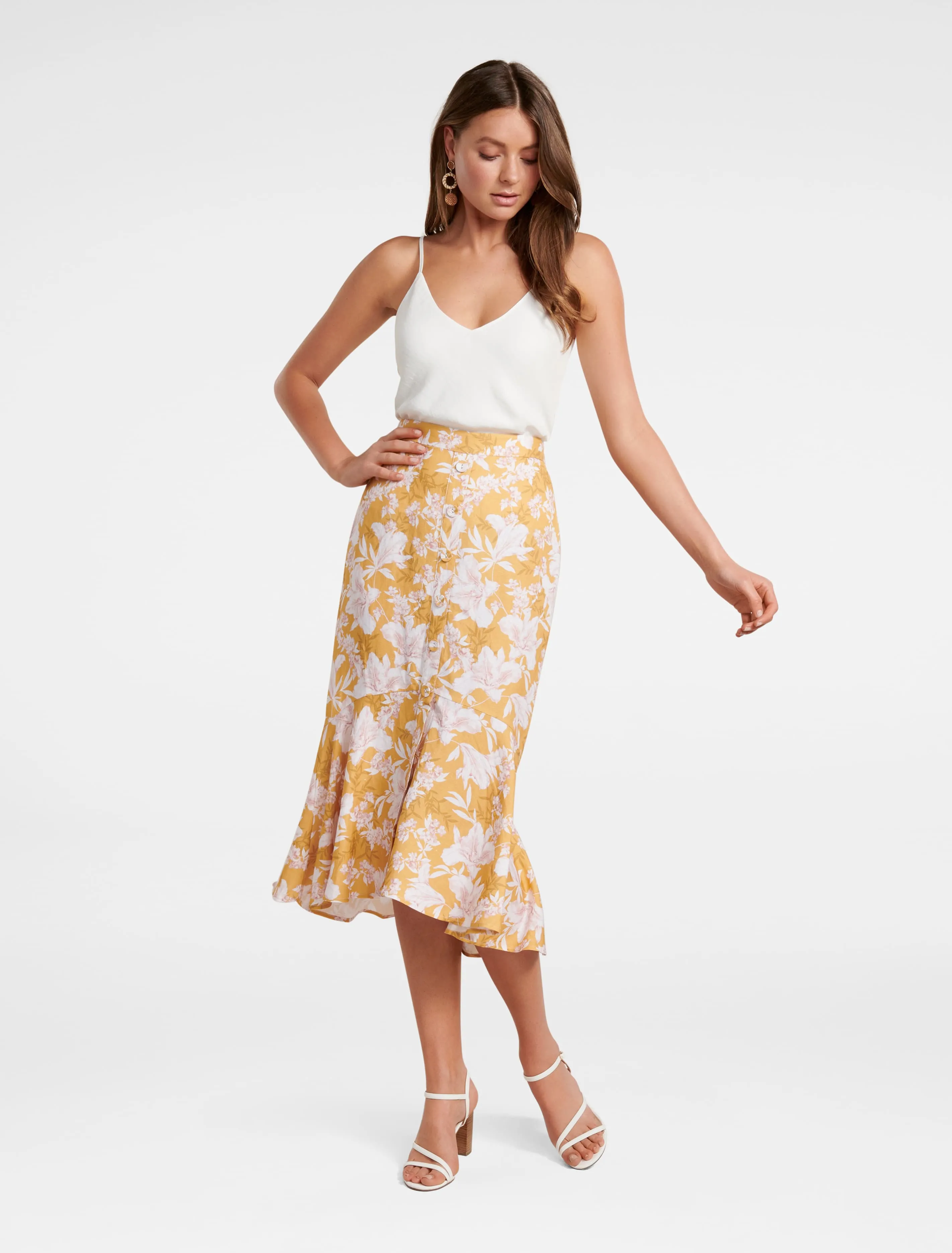Valerie Button Down Midi Skirt
