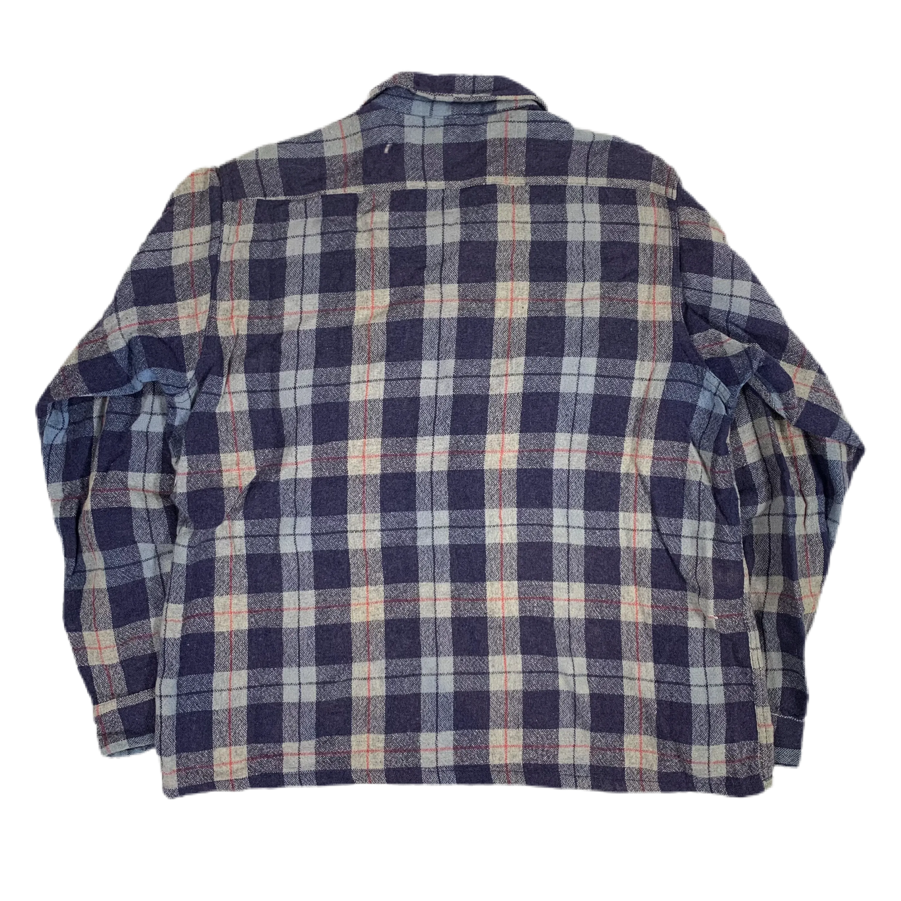 Vintage Personality Sportswear "Blue Plaid" Wool Loop Collar Shirt