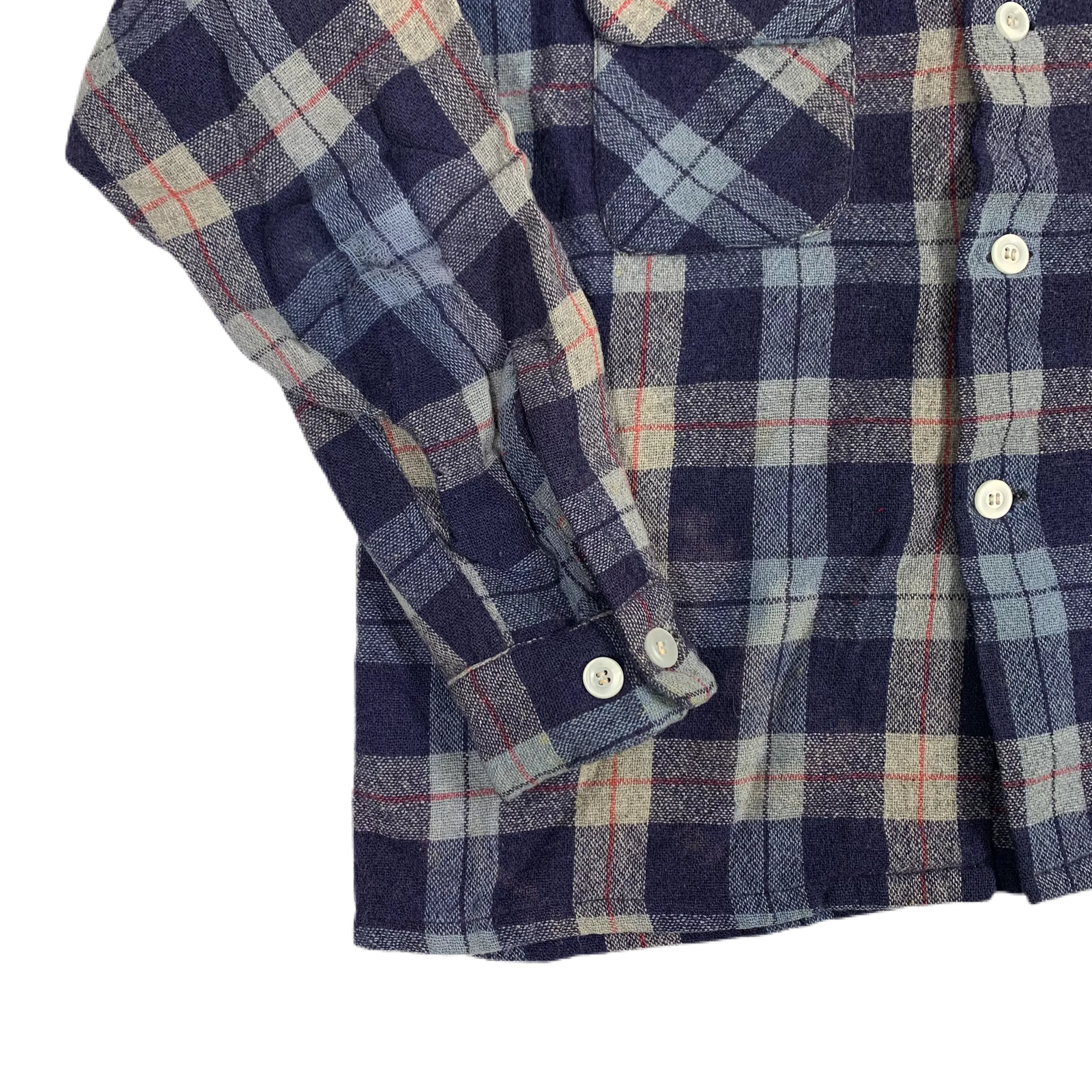 Vintage Personality Sportswear "Blue Plaid" Wool Loop Collar Shirt