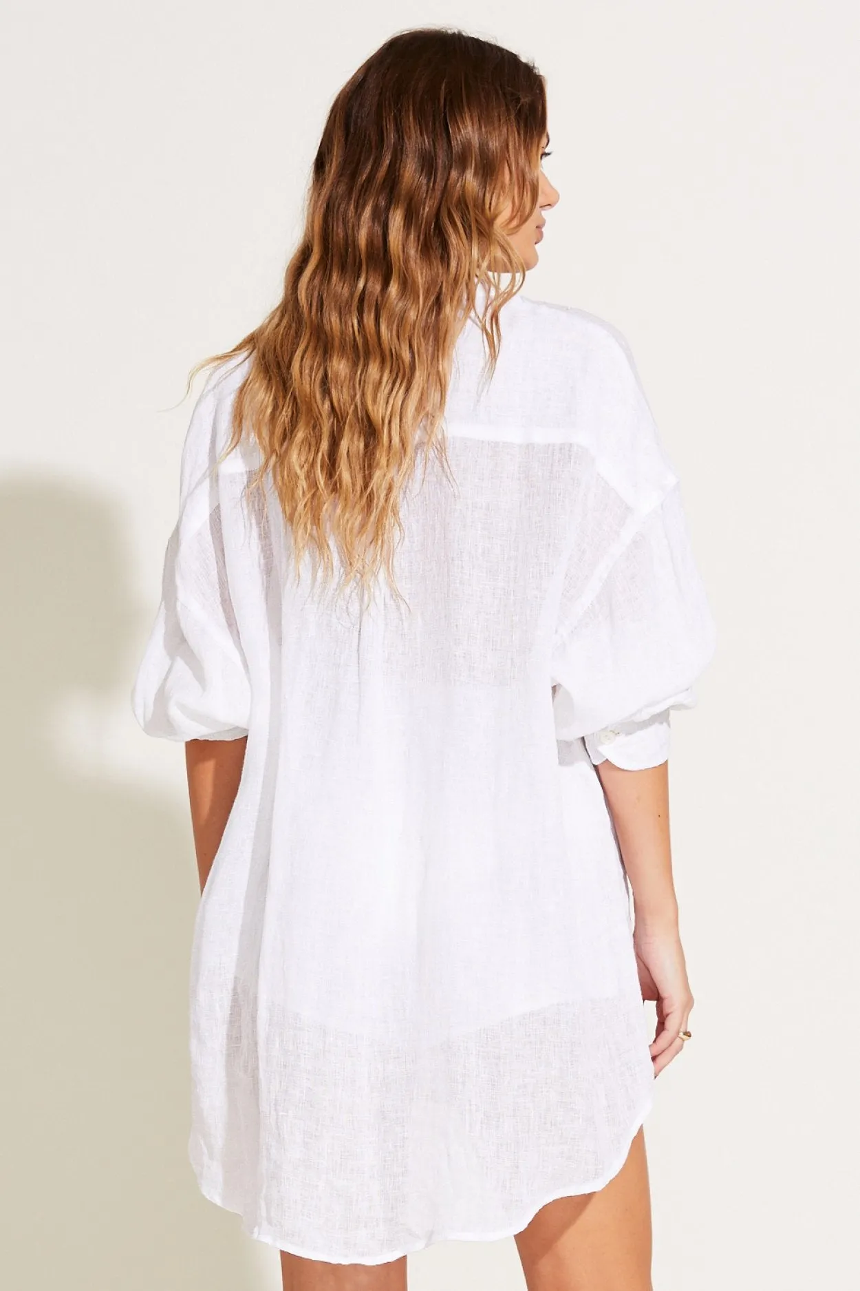 VITAMIN A Playa Oversized Linen Coverup Shirt - More Colors Available
