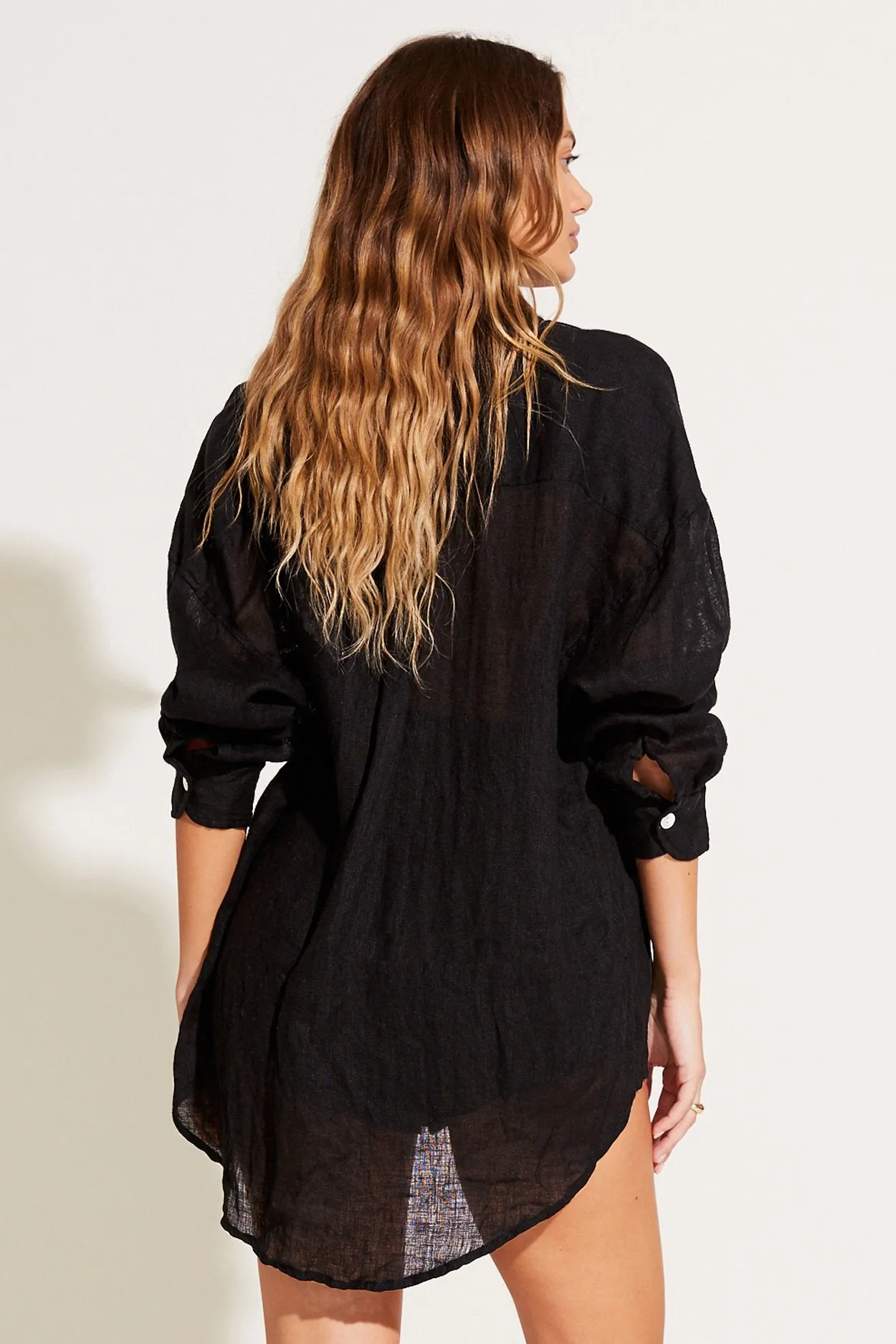 VITAMIN A Playa Oversized Linen Coverup Shirt - More Colors Available
