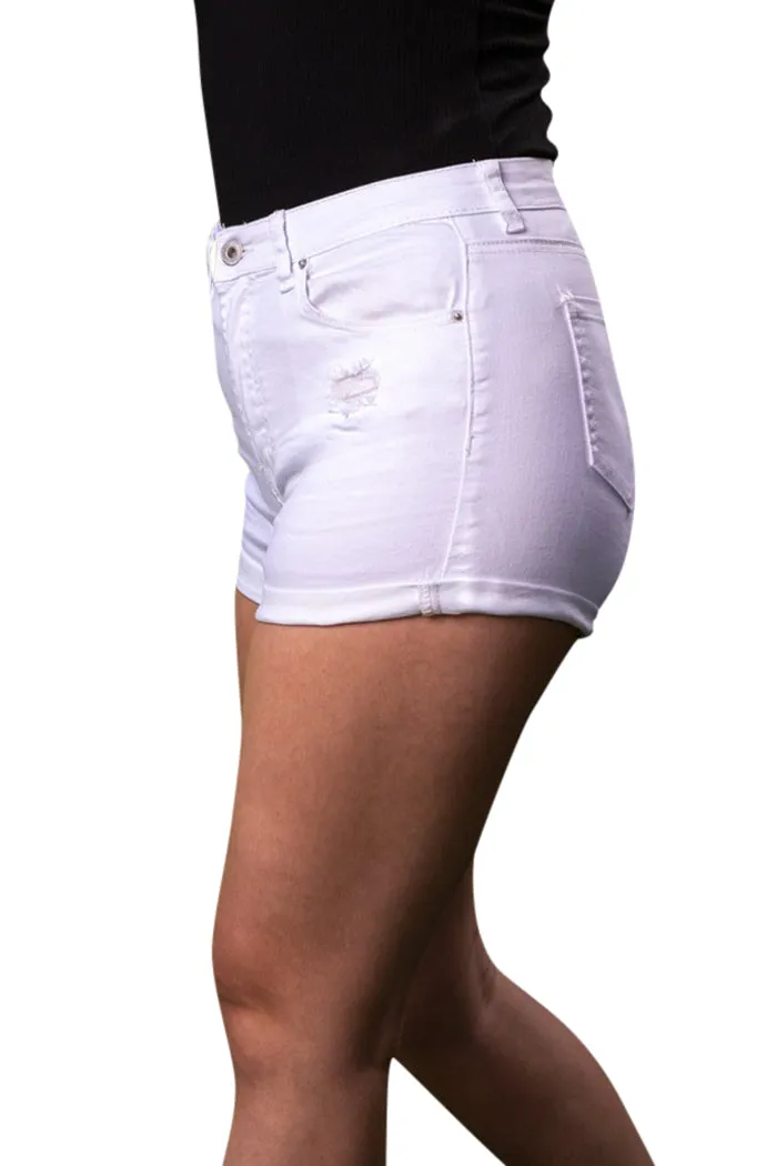 Wax Women's High Waist Rolled Cuff Shorts