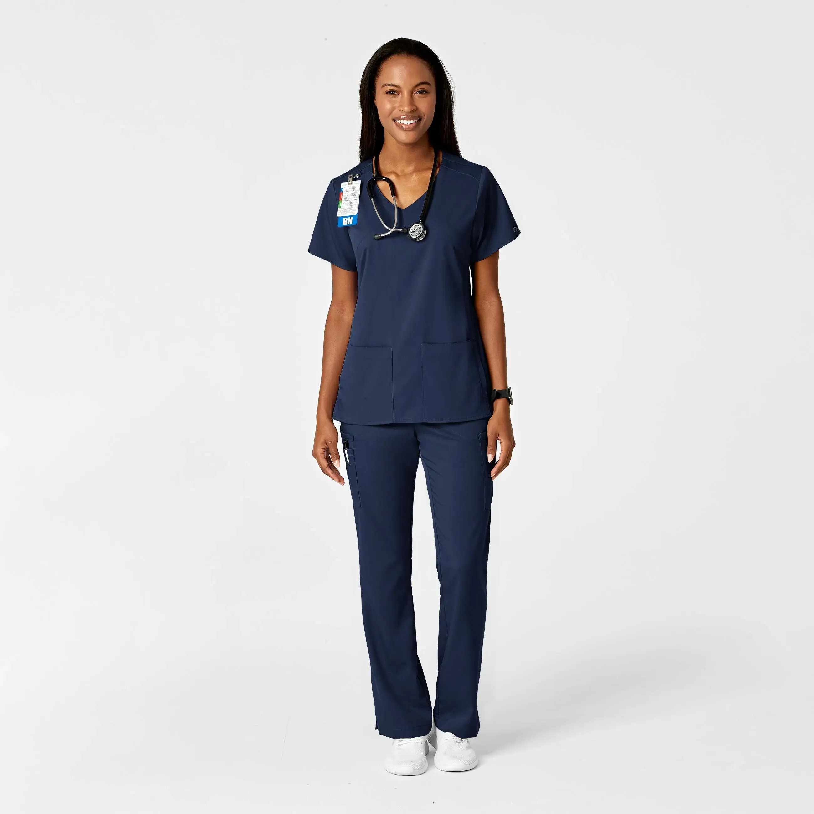 Wink Women's Moderate Flare Leg Cargo Scrub Pant - Navy