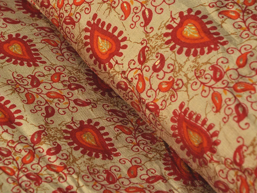 Yellow & Orange Traditional Premium Modal Chanderi Silk Fabric
