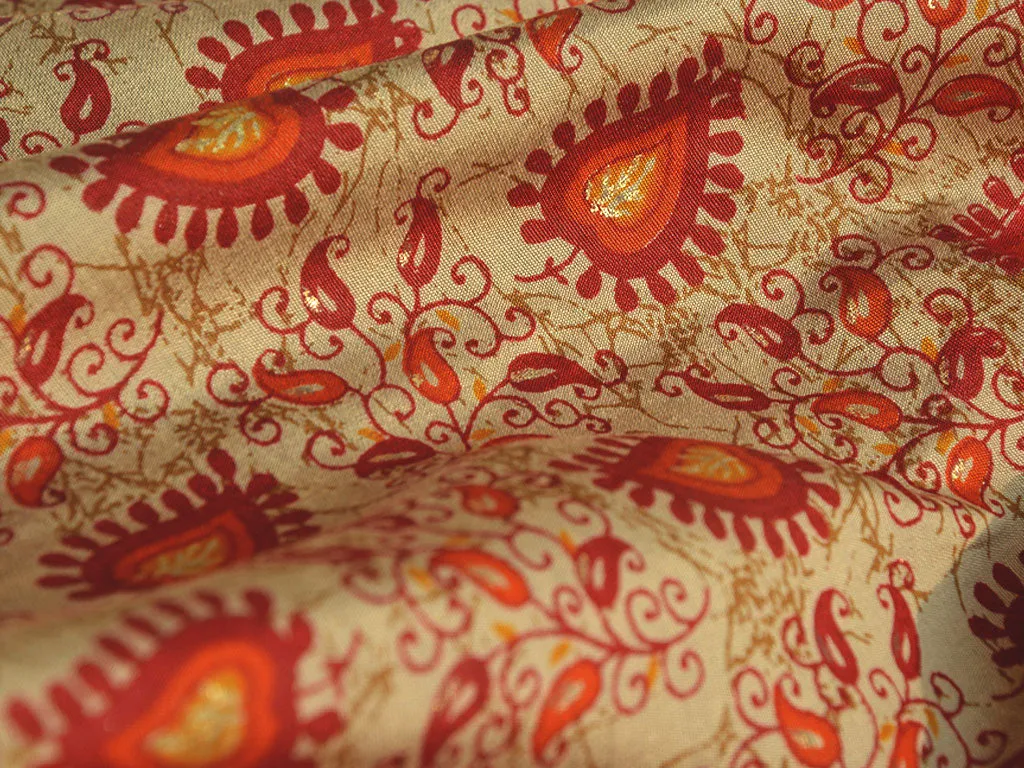 Yellow & Orange Traditional Premium Modal Chanderi Silk Fabric